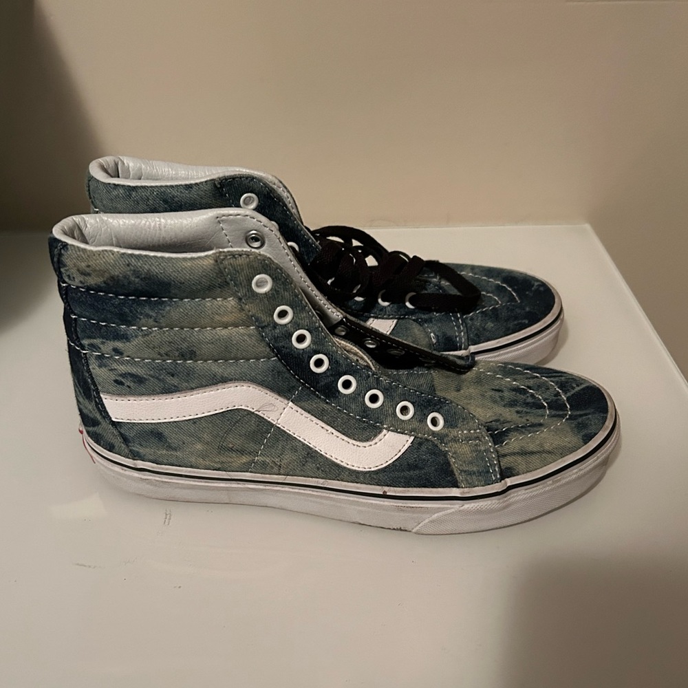 Vans Sk8-Hi Reissue Blue Denim Acid Wash Sneakers Unisex Fit Men's 7.5 Women’s 9